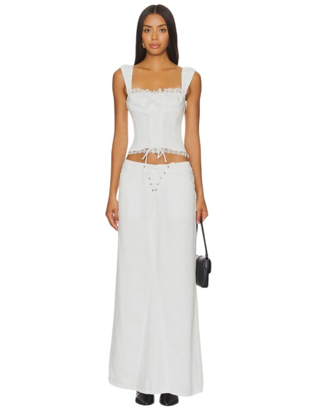 LIONESS Palmer Corset in Porcelain White Small New Womens Sleeveless Tank Top - Picture 4 of 15